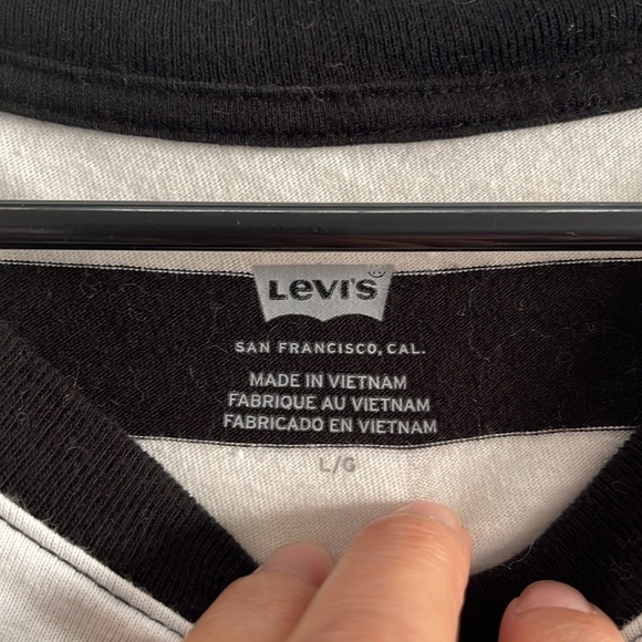 Levi's Black and White Striped Front Tie T-shirt Women's Size Large - Picture 4 of 6